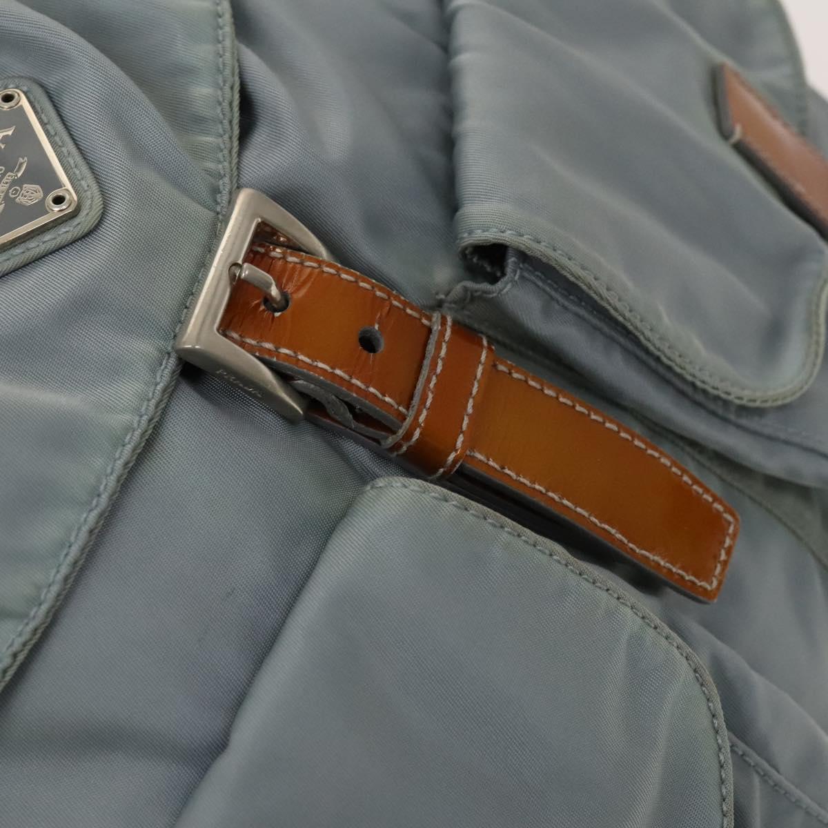 PRADA Backpack Nylon Light Blue Silver Auth 118295