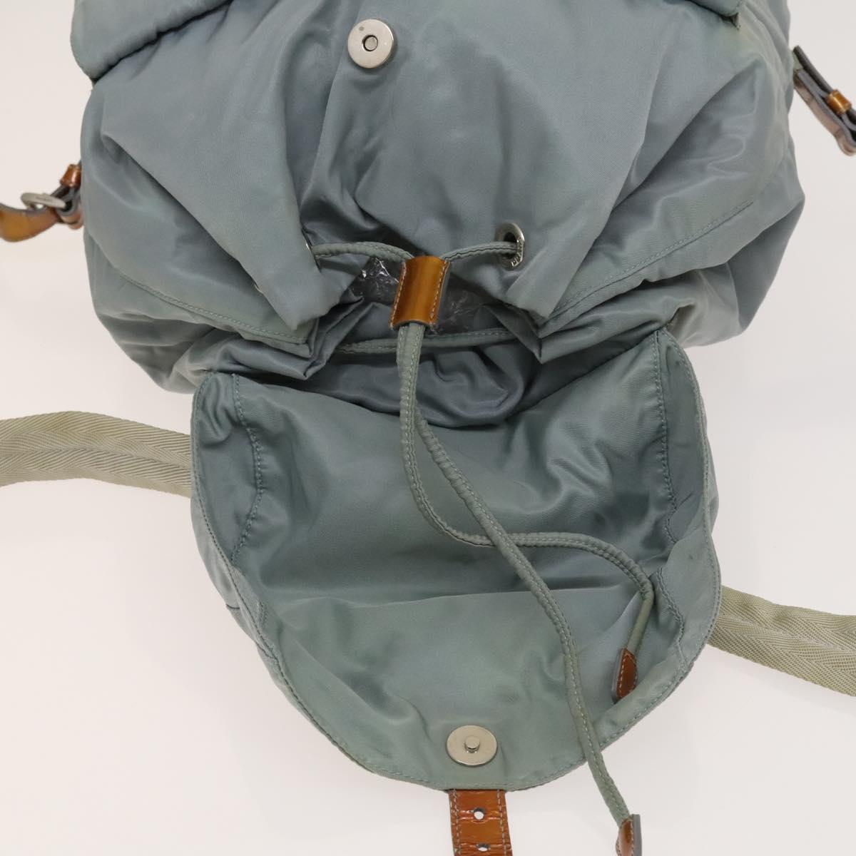 PRADA Backpack Nylon Light Blue Silver Auth 118295