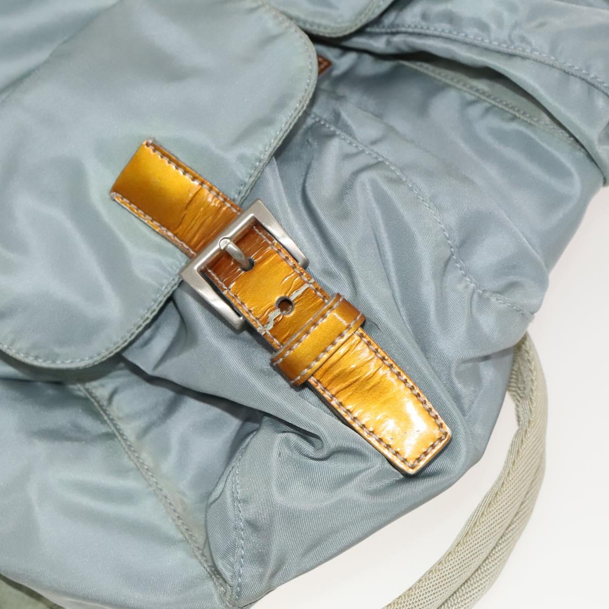 PRADA Backpack Nylon Light Blue Silver Auth 118295