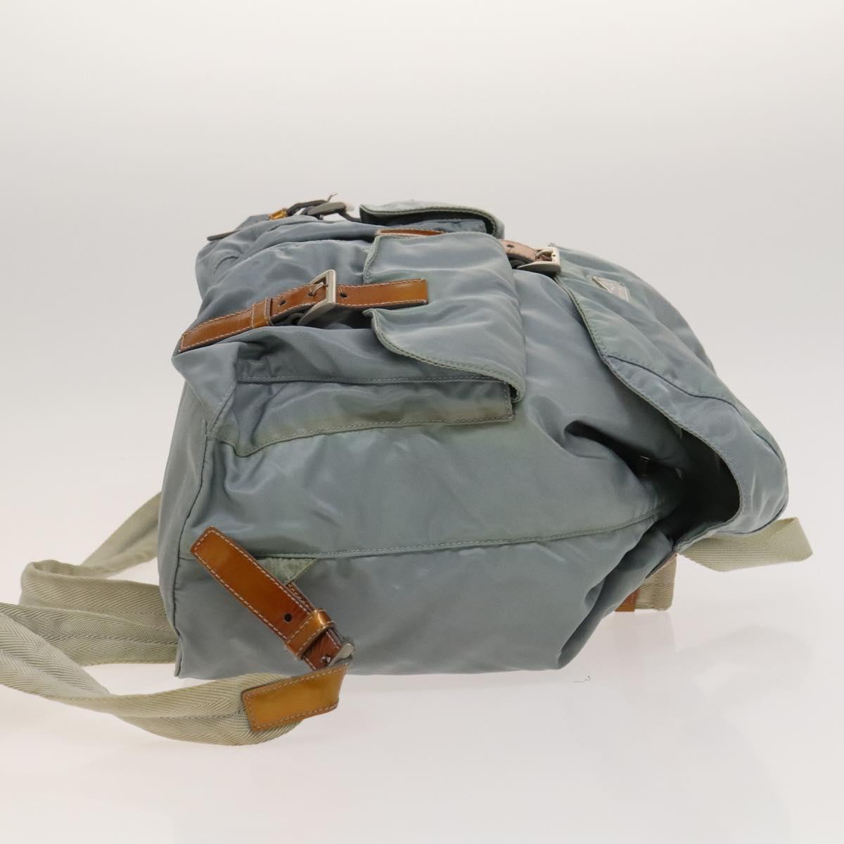PRADA Backpack Nylon Light Blue Silver Auth 118295