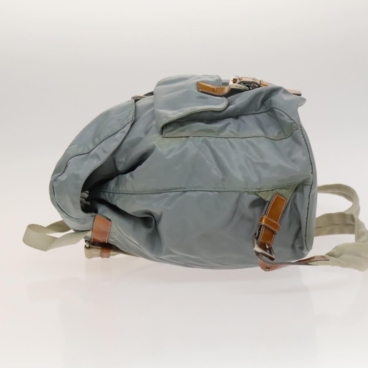 PRADA Backpack Nylon Light Blue Silver Auth 118295