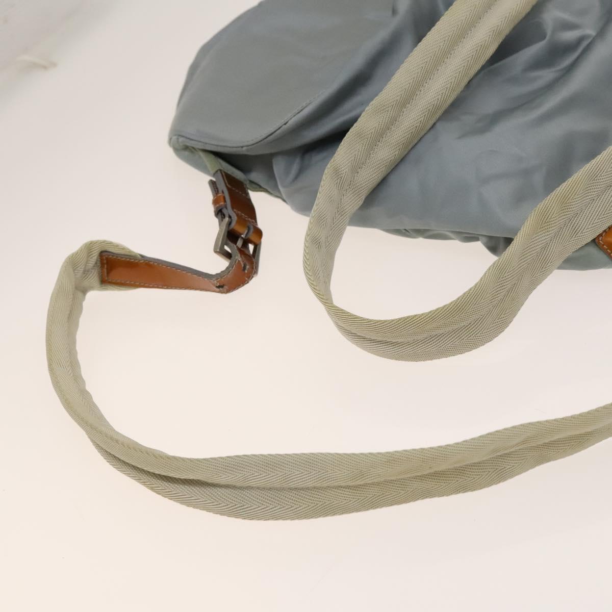 PRADA Backpack Nylon Light Blue Silver Auth 118295