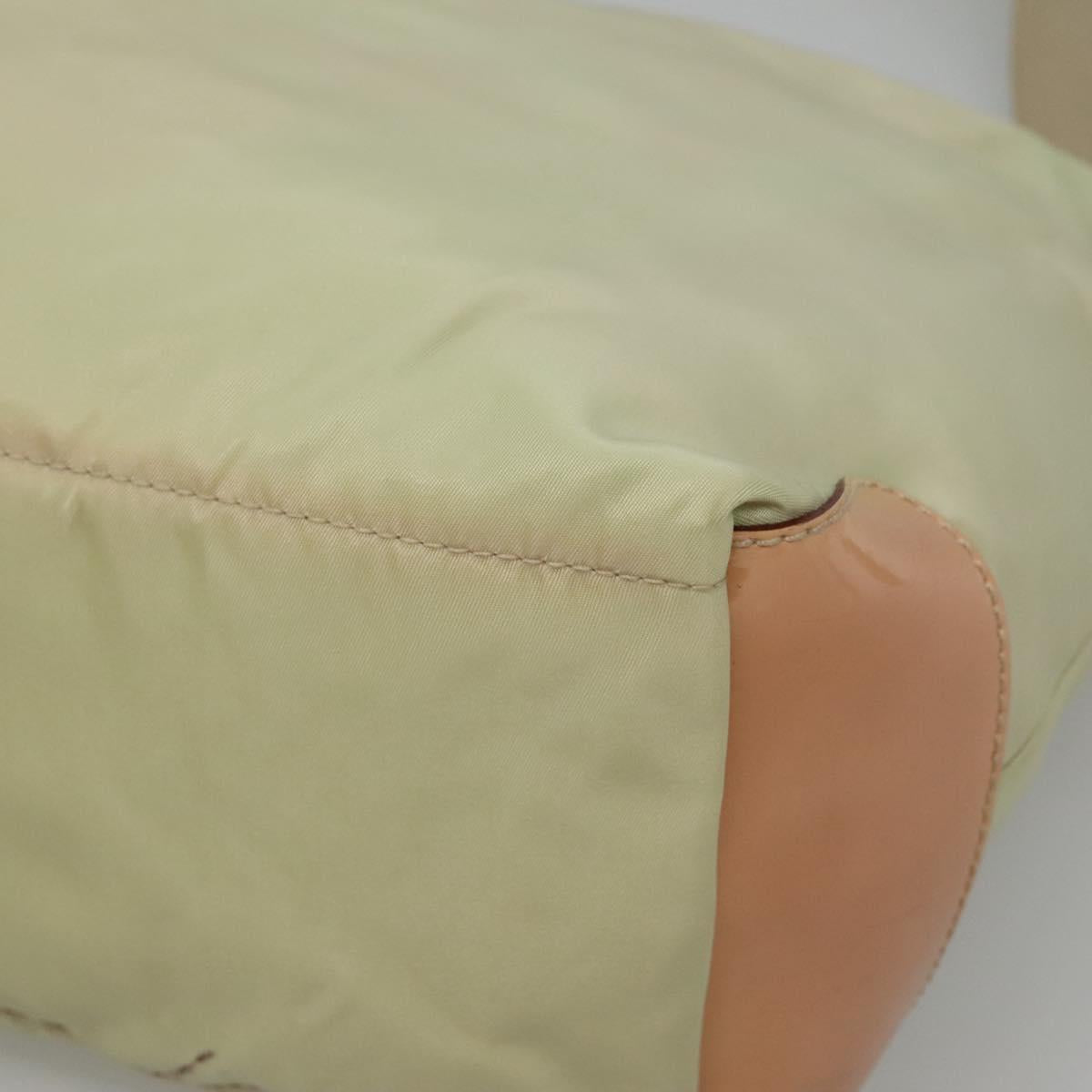 PRADA Shoulder Bag Nylon Beige Silver Auth 118296