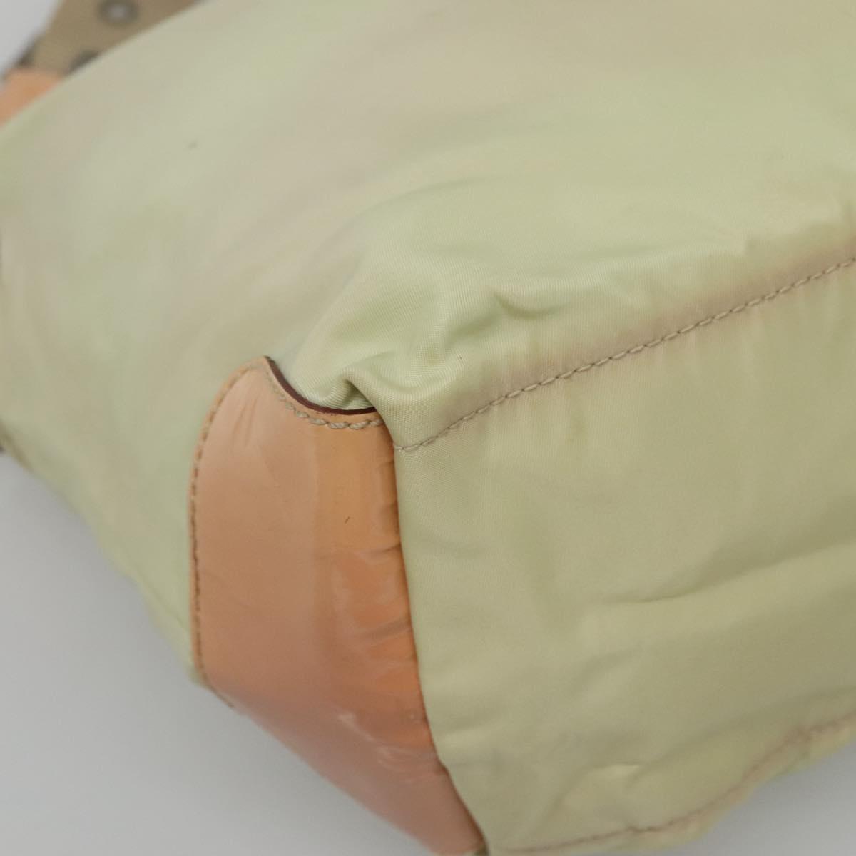 PRADA Shoulder Bag Nylon Beige Silver Auth 118296