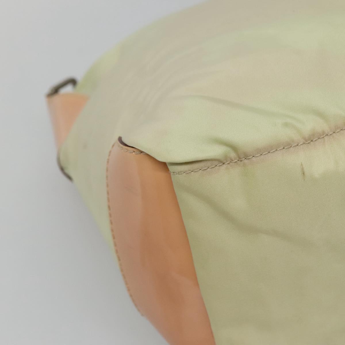 PRADA Shoulder Bag Nylon Beige Silver Auth 118296