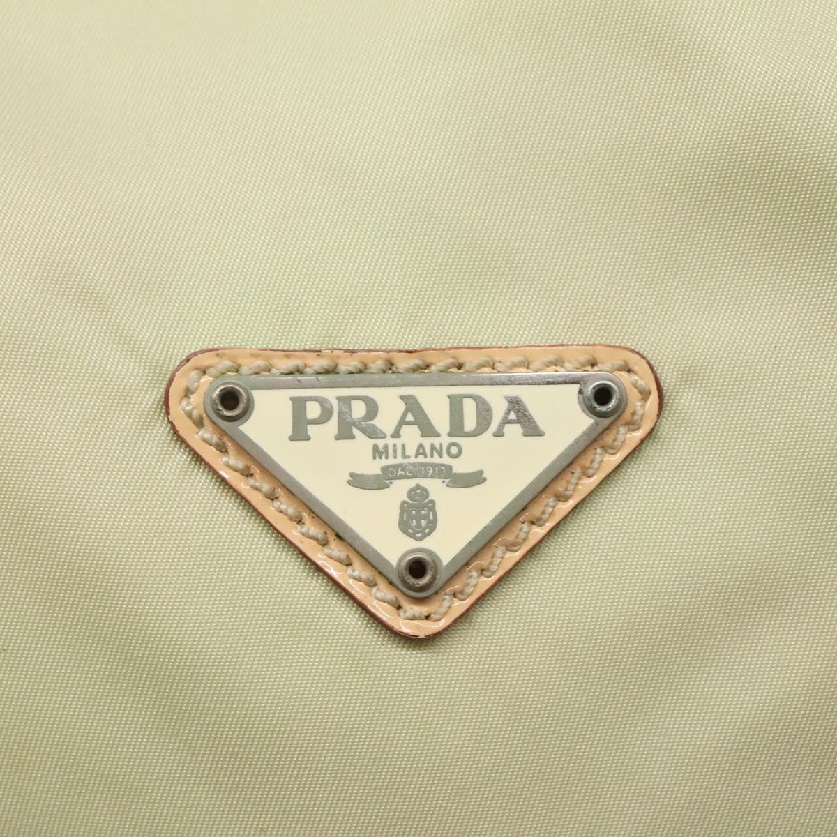 PRADA Shoulder Bag Nylon Beige Silver Auth 118296