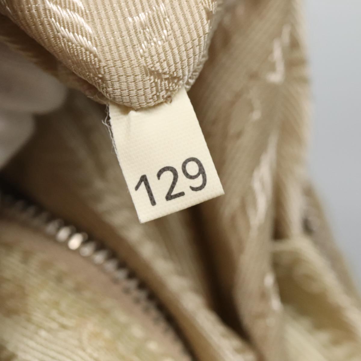 PRADA Shoulder Bag Nylon Beige Silver Auth 118296