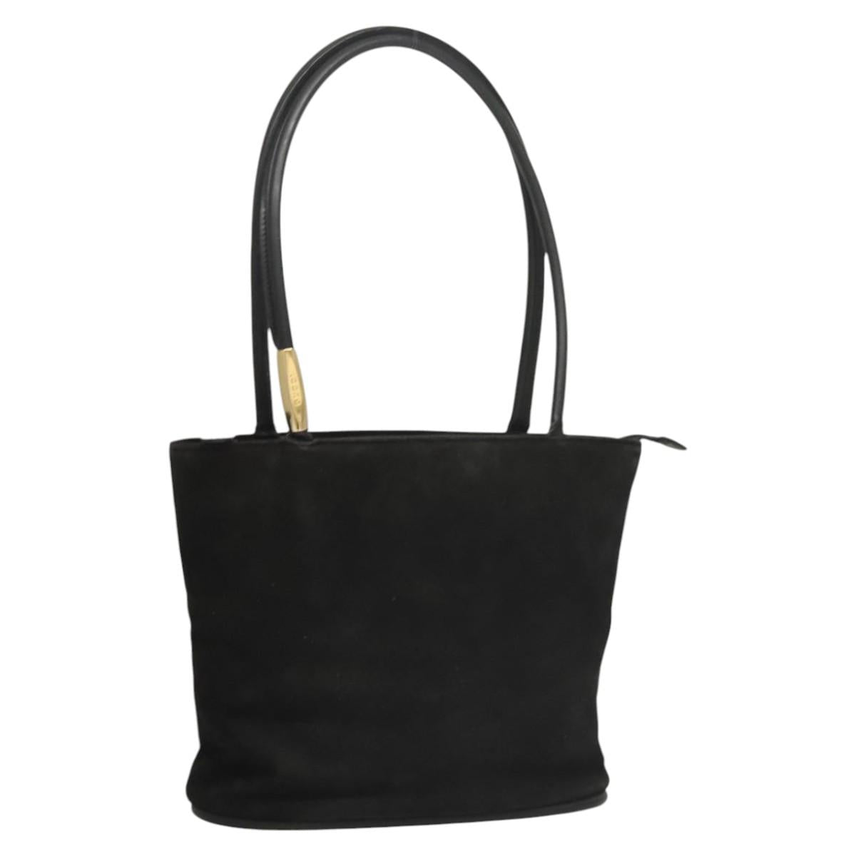 GUCCI Shoulder Bag Suede Black Gold 002 2853 0465 0 Auth 118308