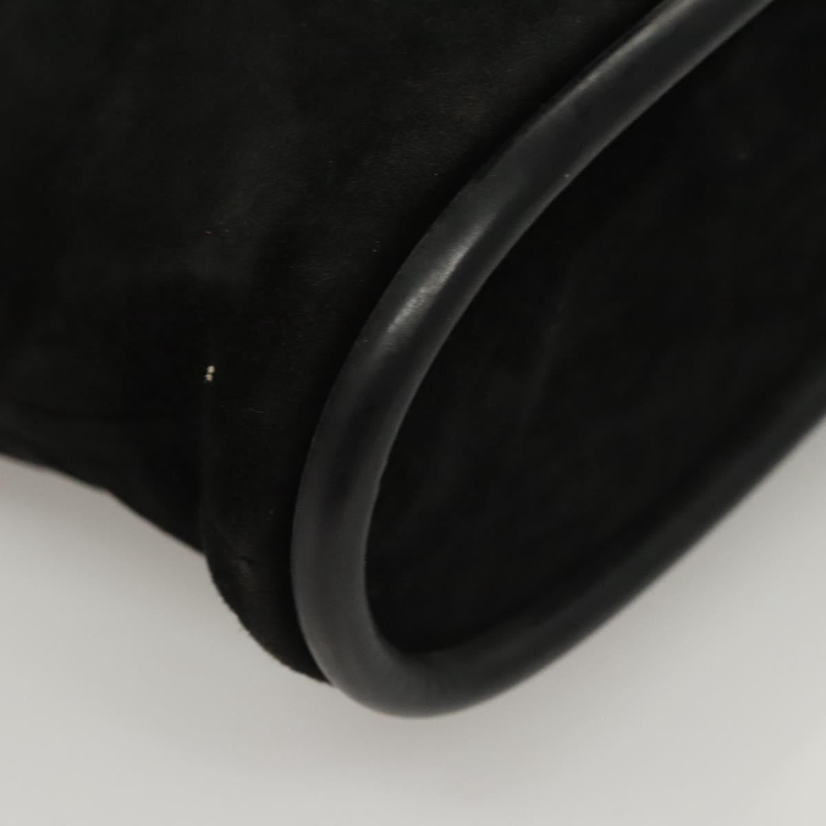 GUCCI Shoulder Bag Suede Black Gold 002 2853 0465 0 Auth 118308