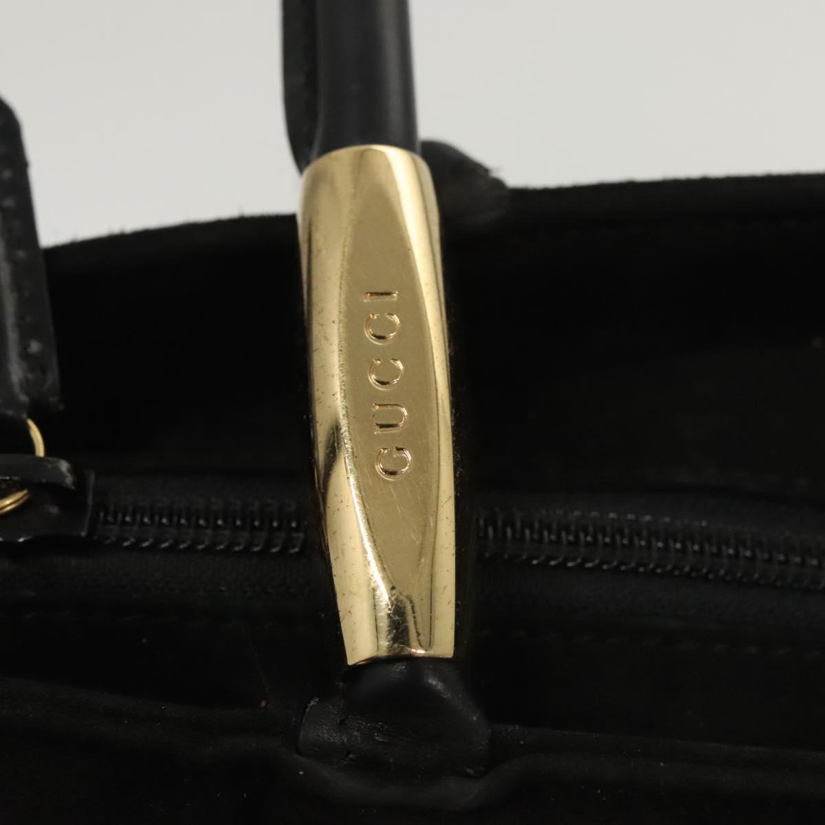 GUCCI Shoulder Bag Suede Black Gold 002 2853 0465 0 Auth 118308