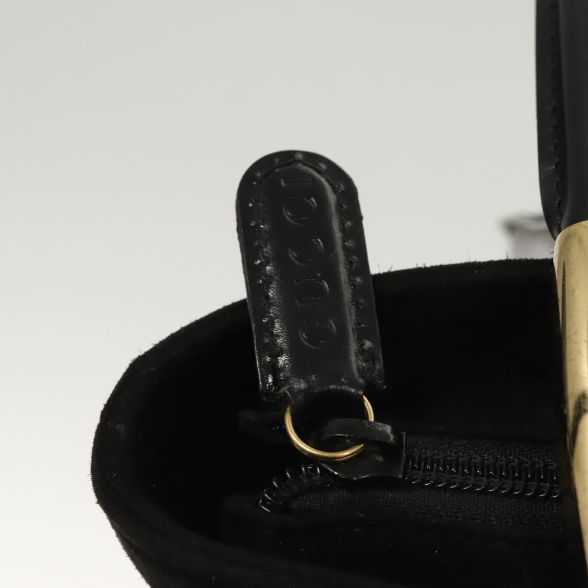 GUCCI Shoulder Bag Suede Black Gold 002 2853 0465 0 Auth 118308