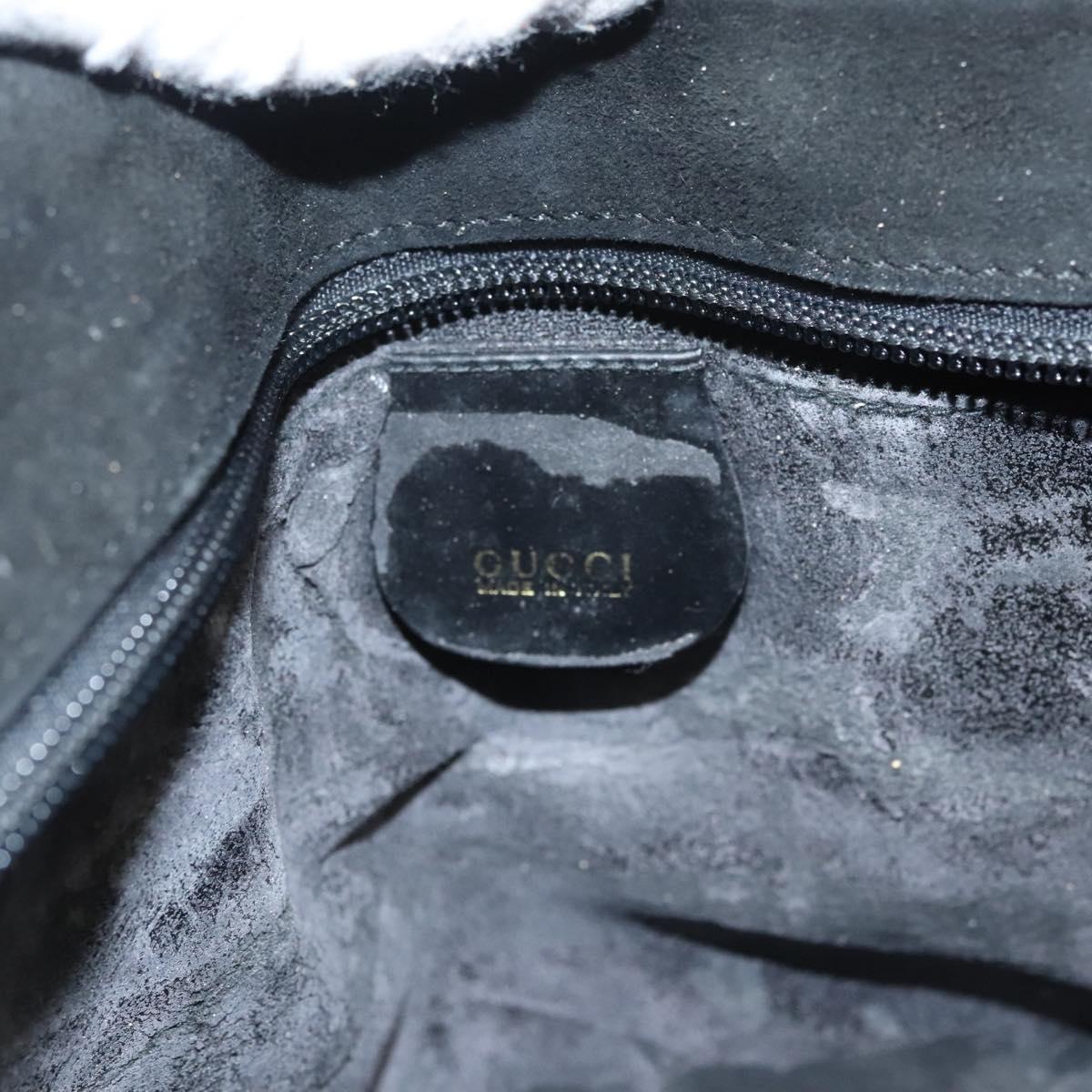GUCCI Shoulder Bag Suede Black Gold 002 2853 0465 0 Auth 118308