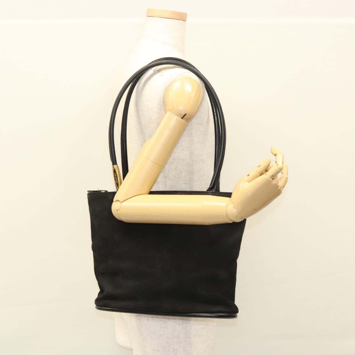 GUCCI Shoulder Bag Suede Black Gold 002 2853 0465 0 Auth 118308