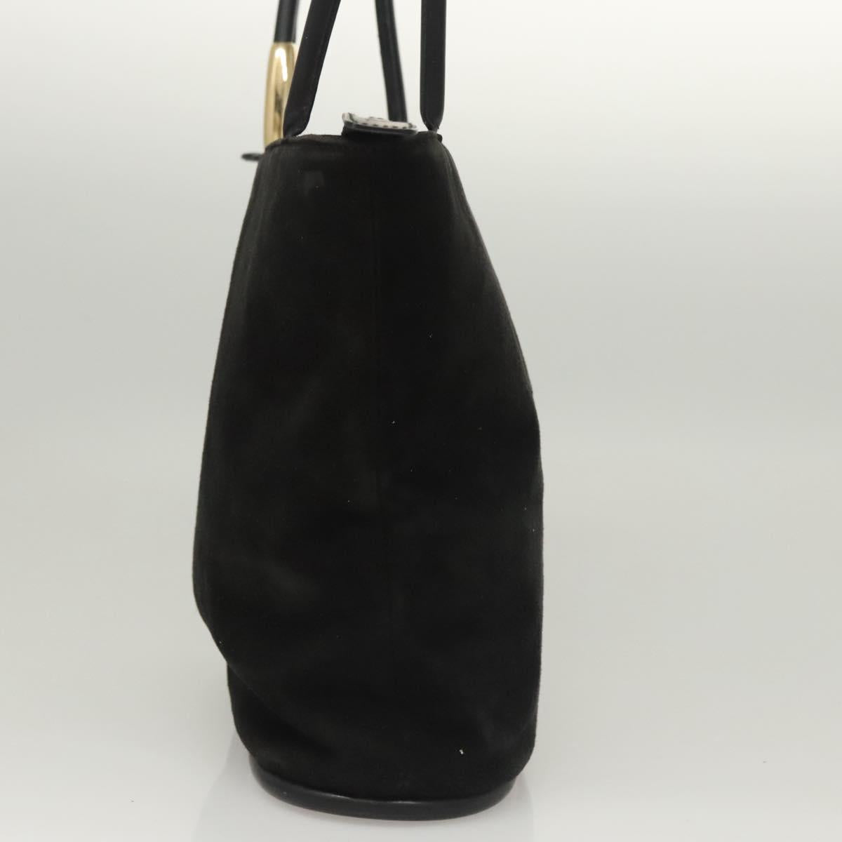 GUCCI Shoulder Bag Suede Black Gold 002 2853 0465 0 Auth 118308