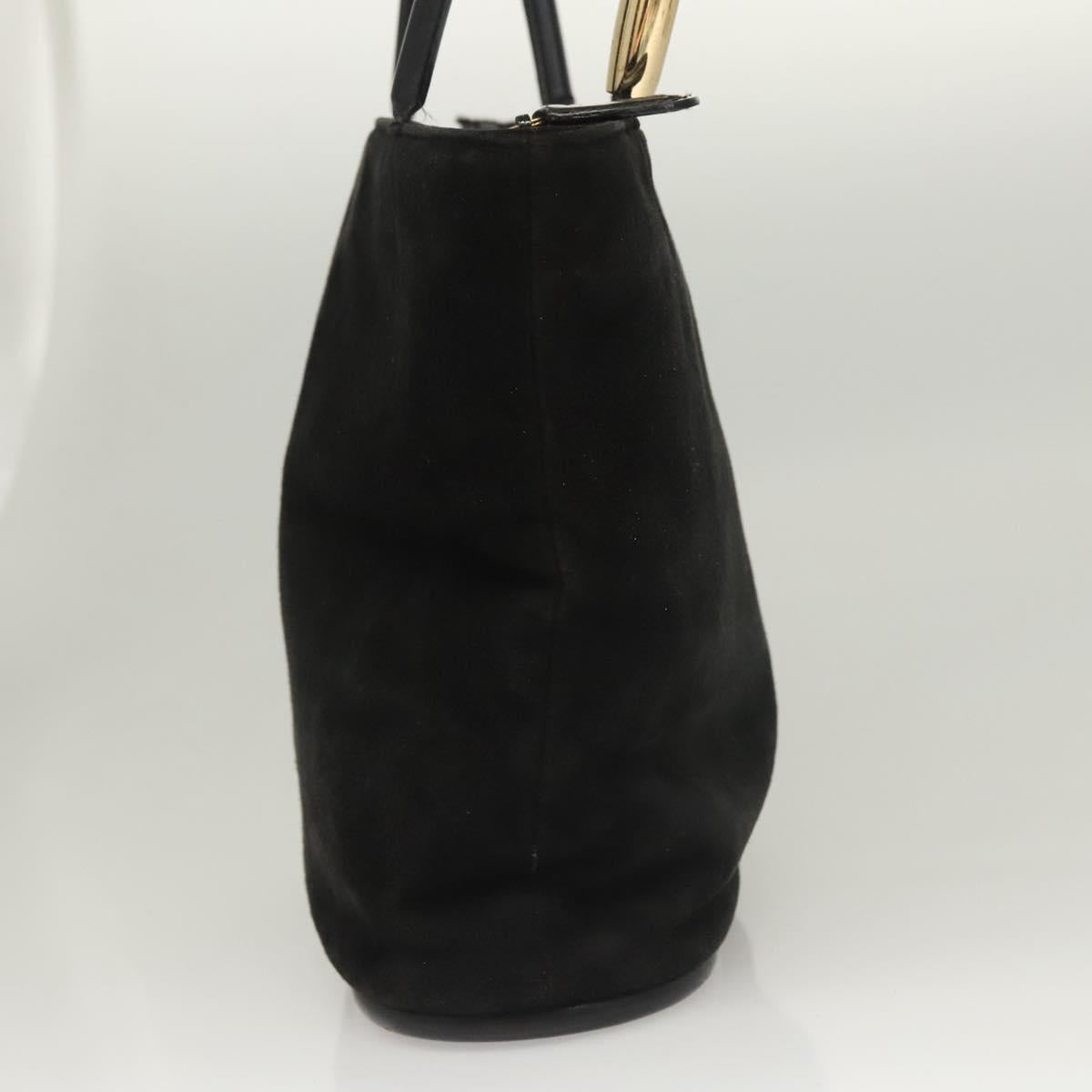 GUCCI Shoulder Bag Suede Black Gold 002 2853 0465 0 Auth 118308