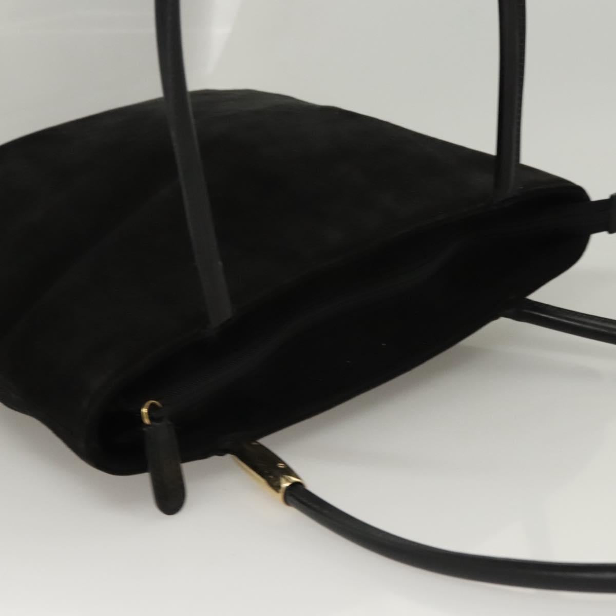 GUCCI Shoulder Bag Suede Black Gold 002 2853 0465 0 Auth 118308