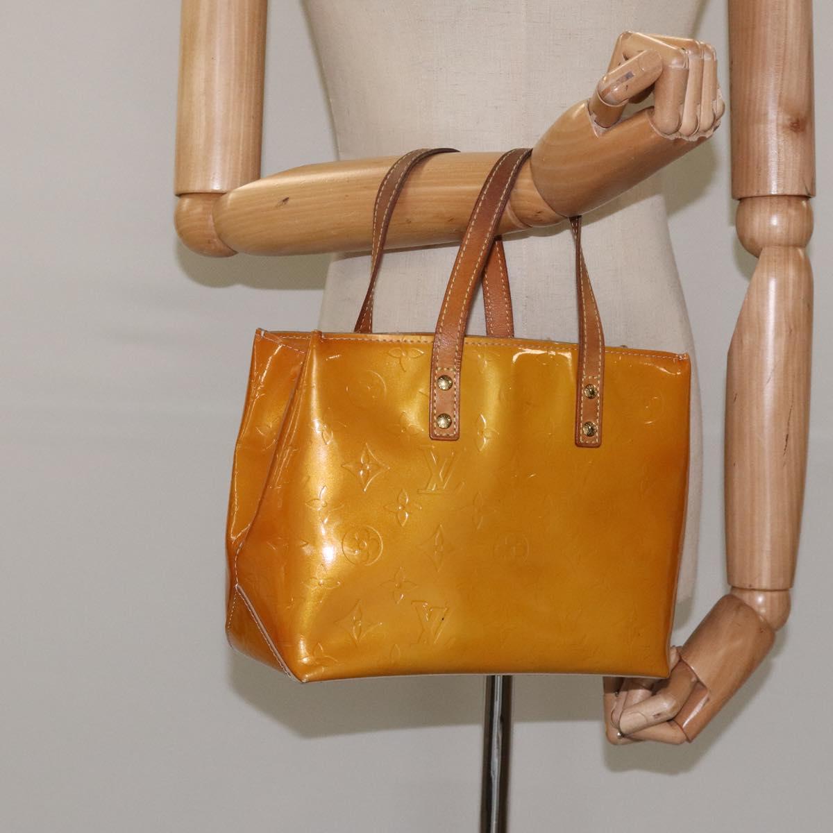 LOUIS VUITTON Monogram Vernis Reade PM Hand Bag Beige M91334 LV Auth 118318