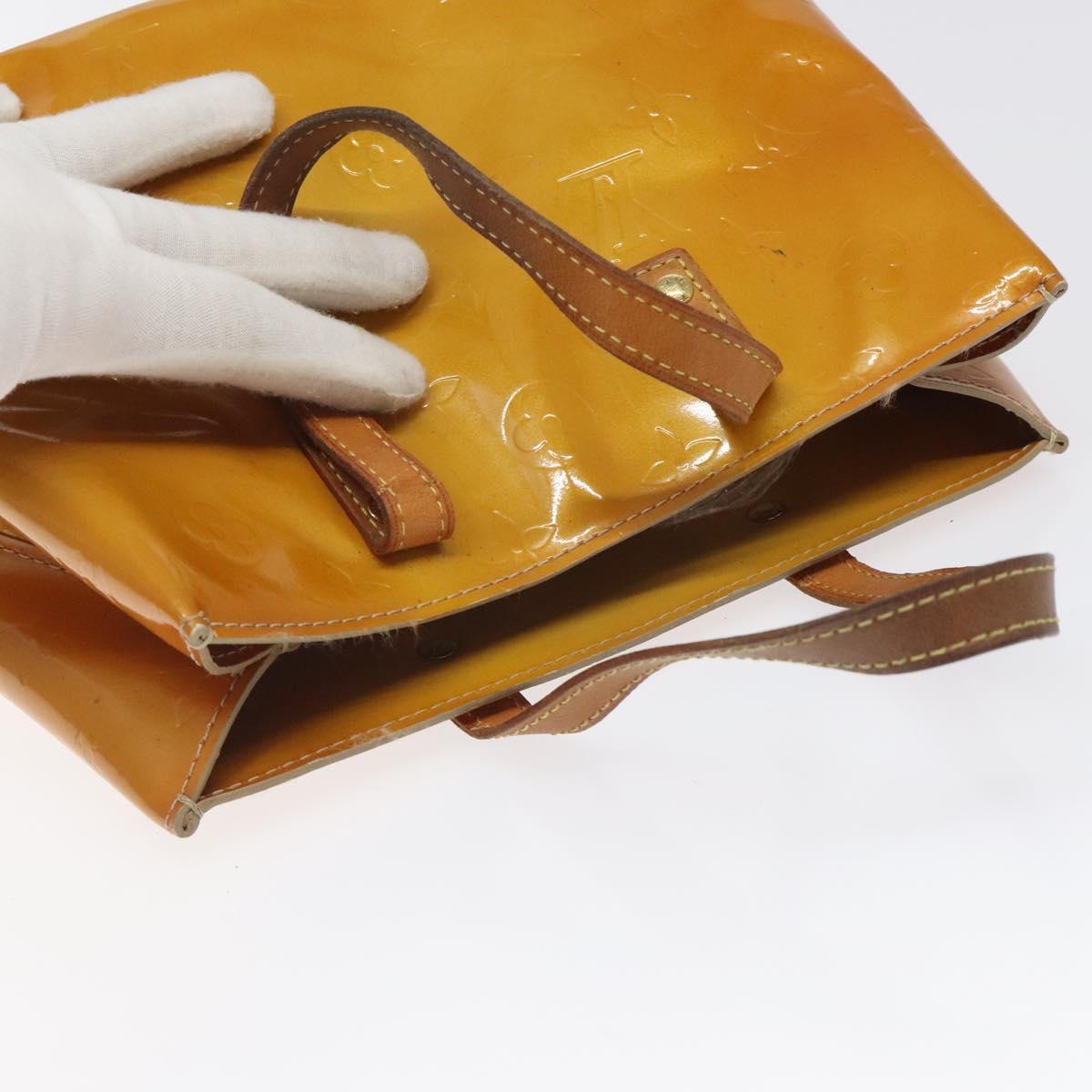 LOUIS VUITTON Monogram Vernis Reade PM Hand Bag Beige M91334 LV Auth 118318