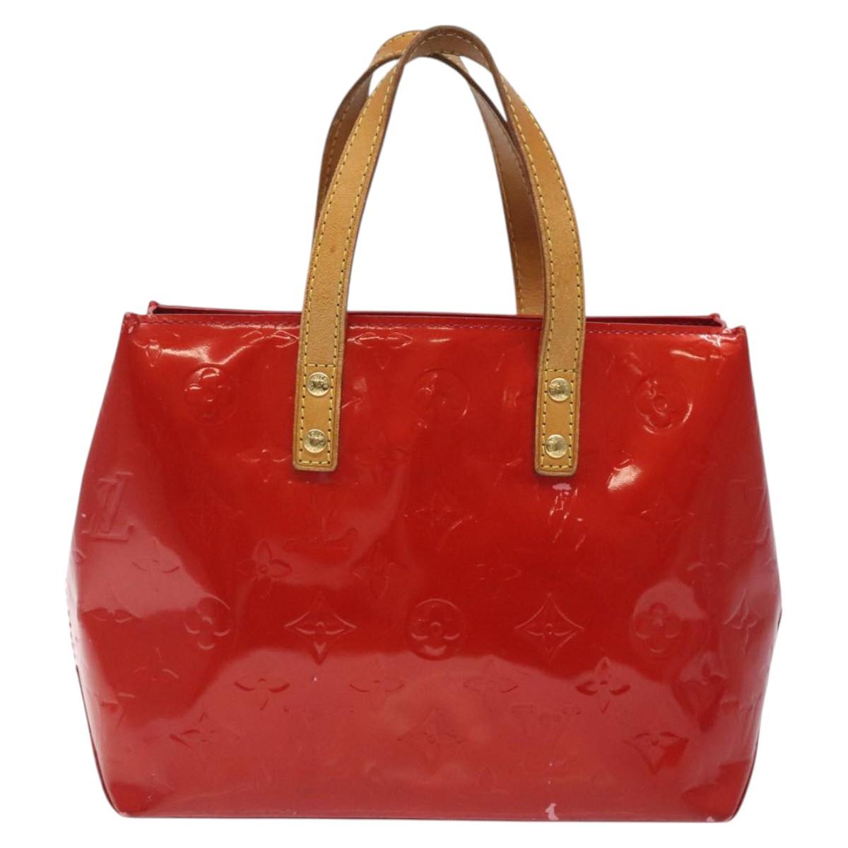 LOUIS VUITTON Monogram Vernis Reade PM Hand Bag Red Rouge M91088 LV Auth 118324