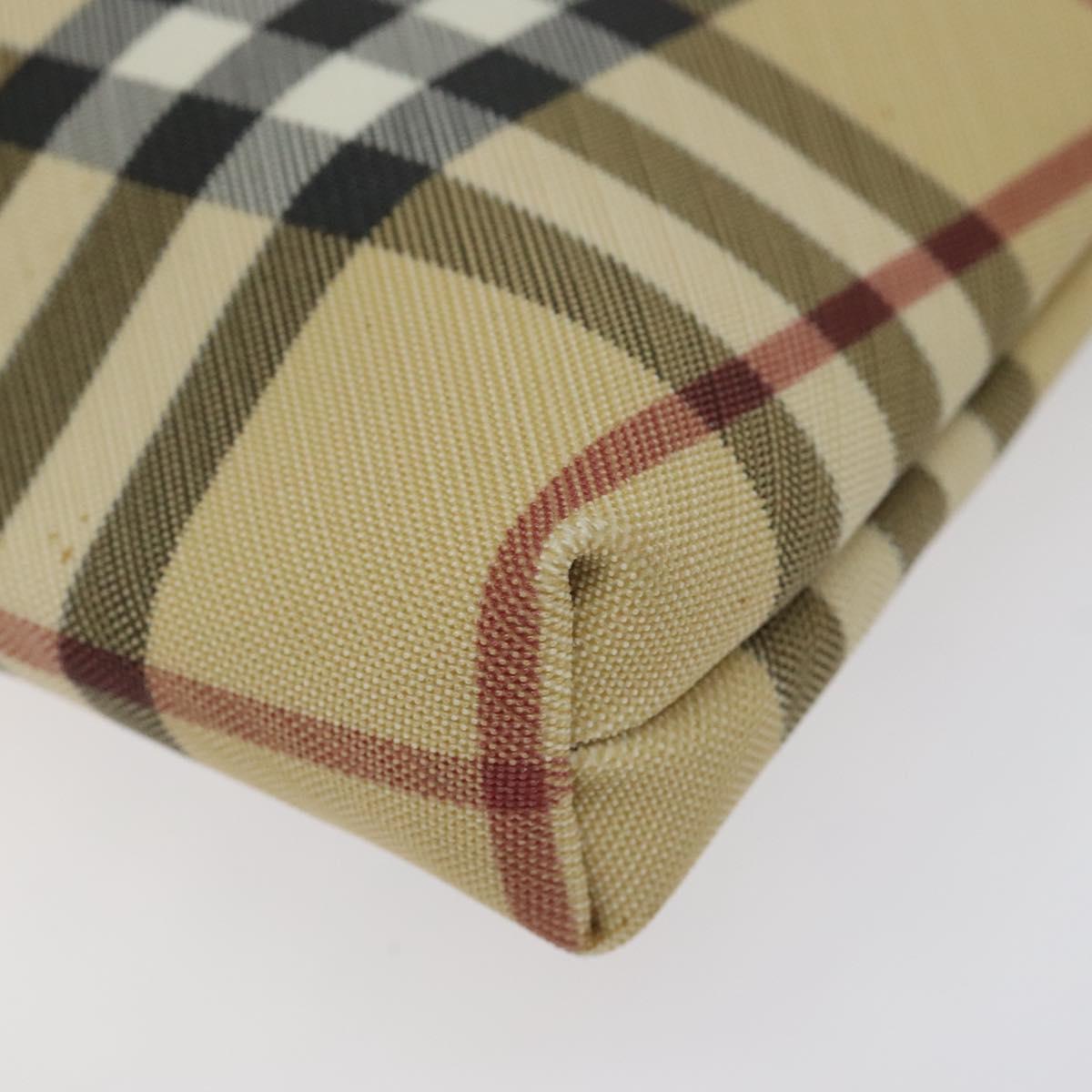 BURBERRY Nova Check Accessory Pouch PVC Beige Silver Auth 118331