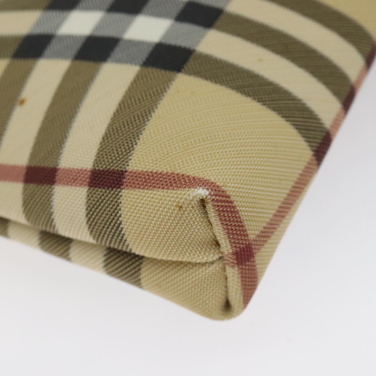 BURBERRY Nova Check Accessory Pouch PVC Beige Silver Auth 118331