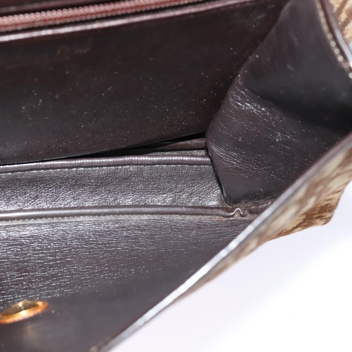 Christian Dior Trotter Canvas Shoulder Bag Brown Gold Auth 118343