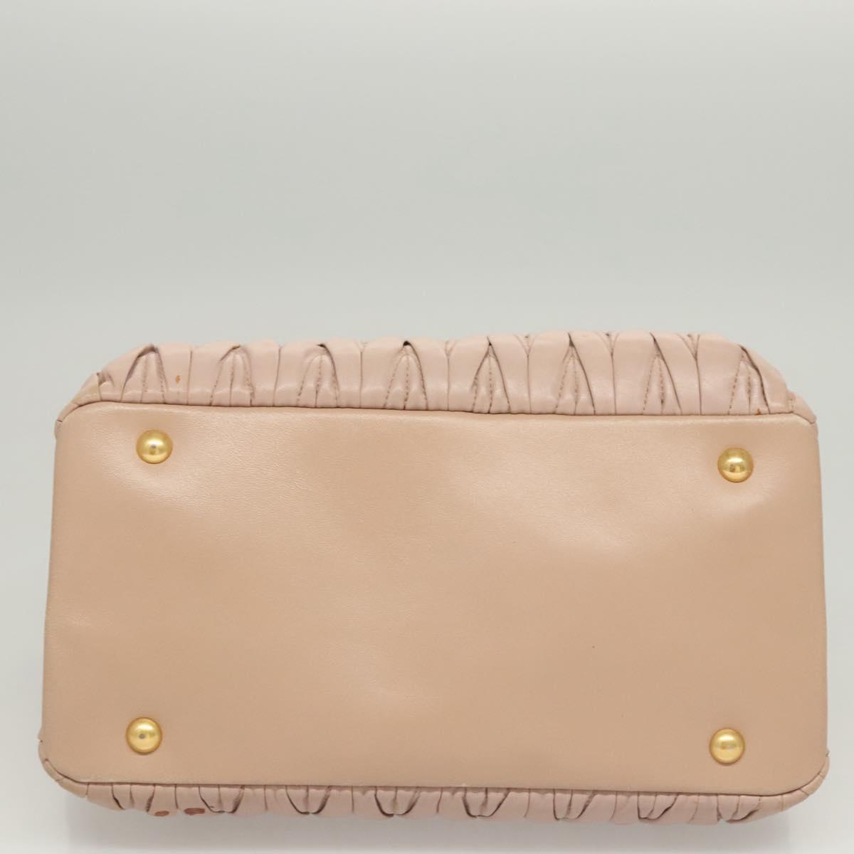 Miu Miu Matelasse Hand Bag Leather 2way Pink Gold Auth 118344