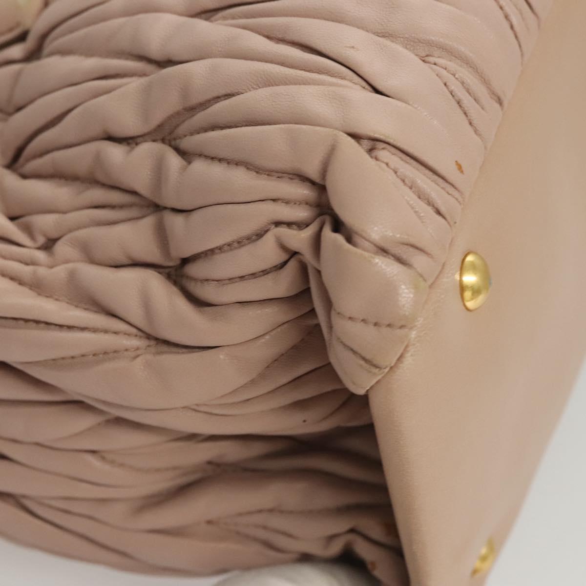 Miu Miu Matelasse Hand Bag Leather 2way Pink Gold Auth 118344