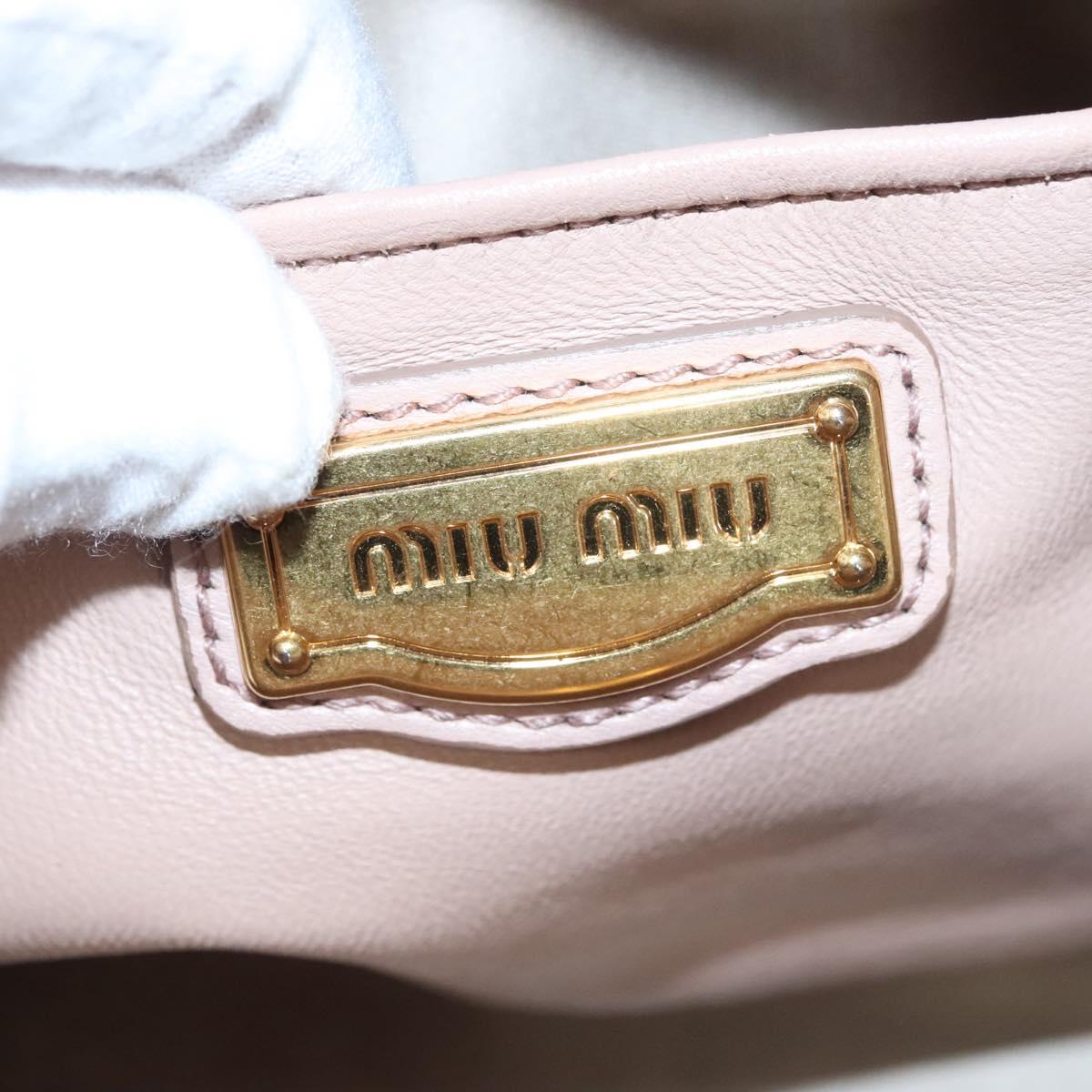 Miu Miu Matelasse Hand Bag Leather 2way Pink Gold Auth 118344