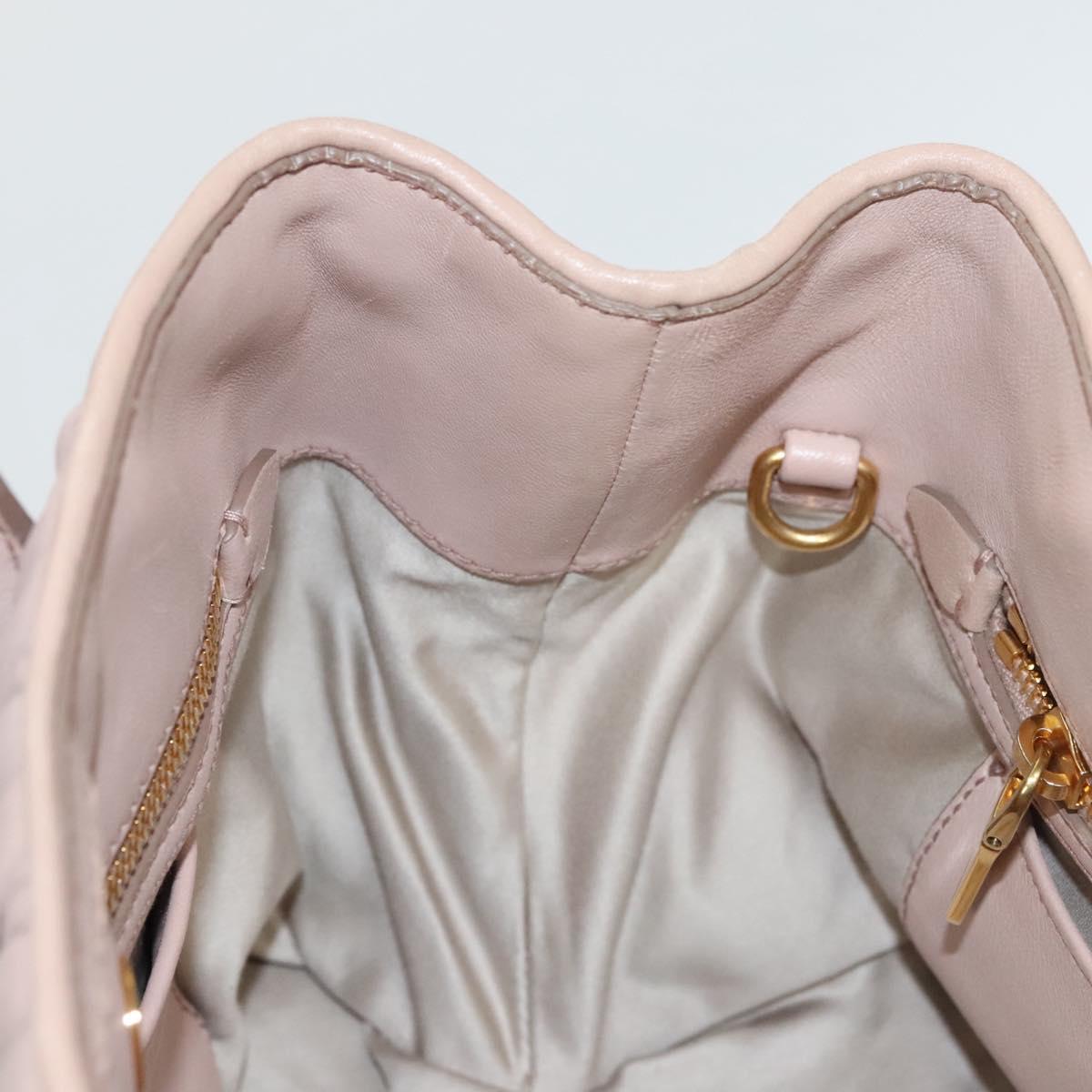 Miu Miu Matelasse Hand Bag Leather 2way Pink Gold Auth 118344