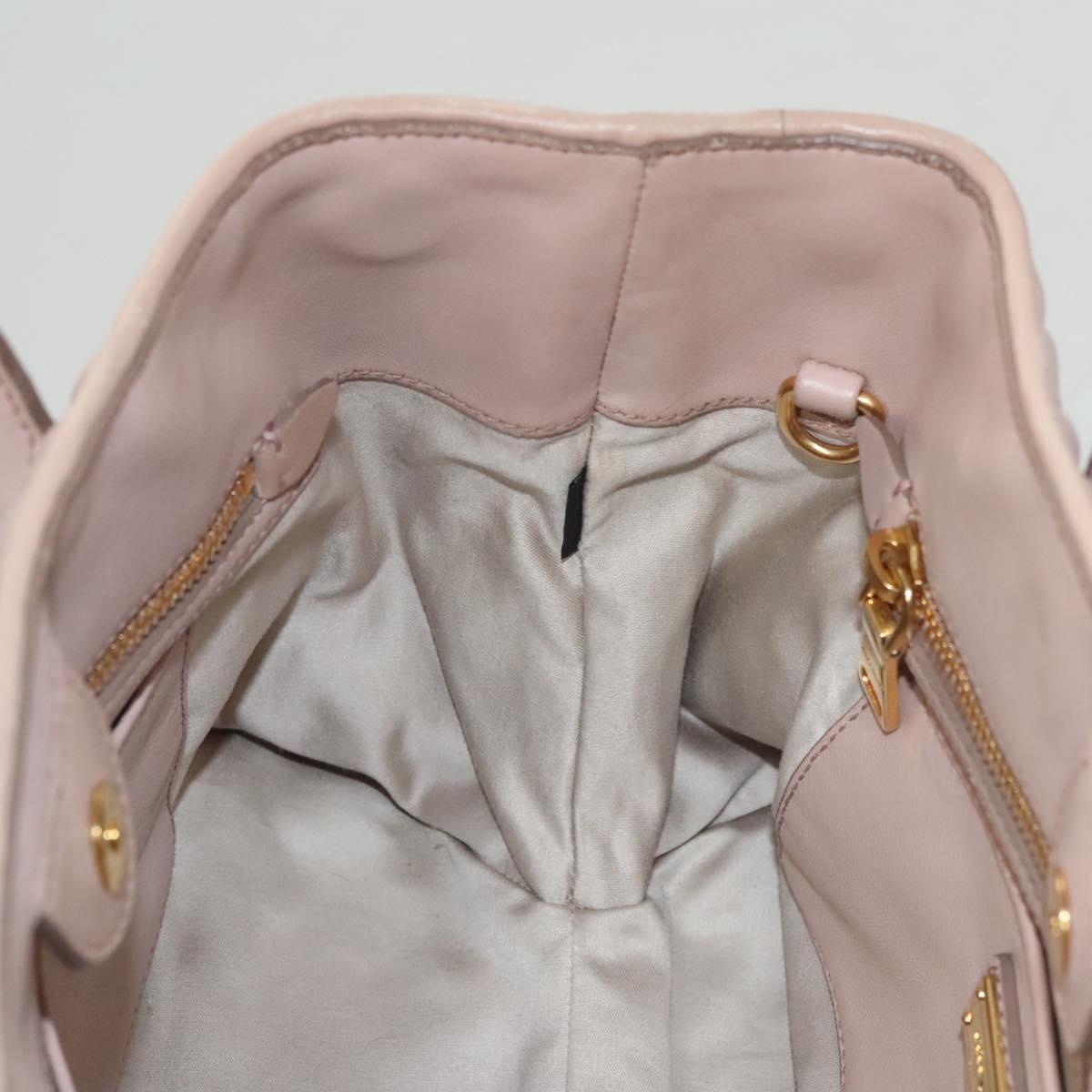 Miu Miu Matelasse Hand Bag Leather 2way Pink Gold Auth 118344