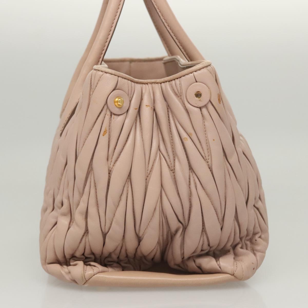 Miu Miu Matelasse Hand Bag Leather 2way Pink Gold Auth 118344