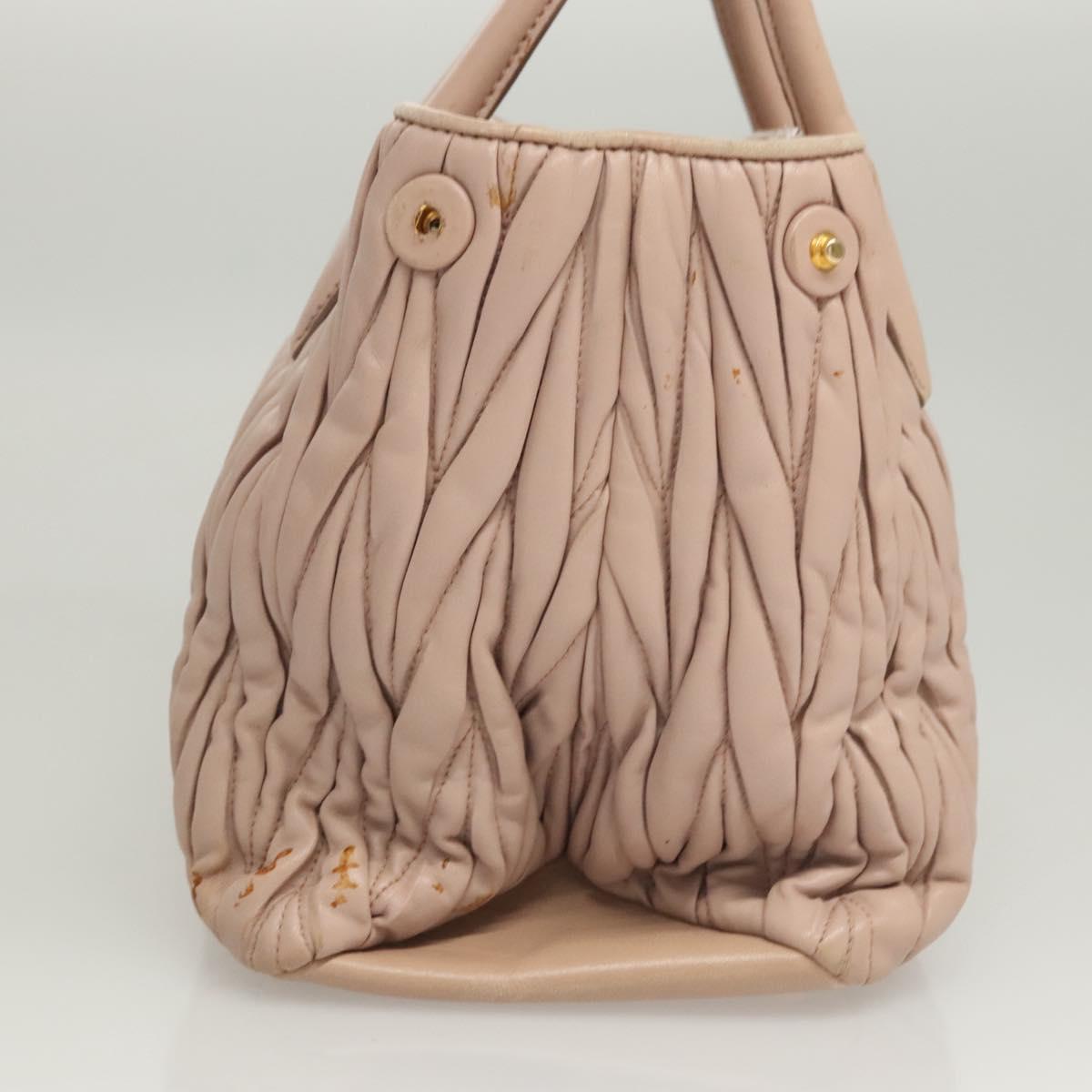 Miu Miu Matelasse Hand Bag Leather 2way Pink Gold Auth 118344