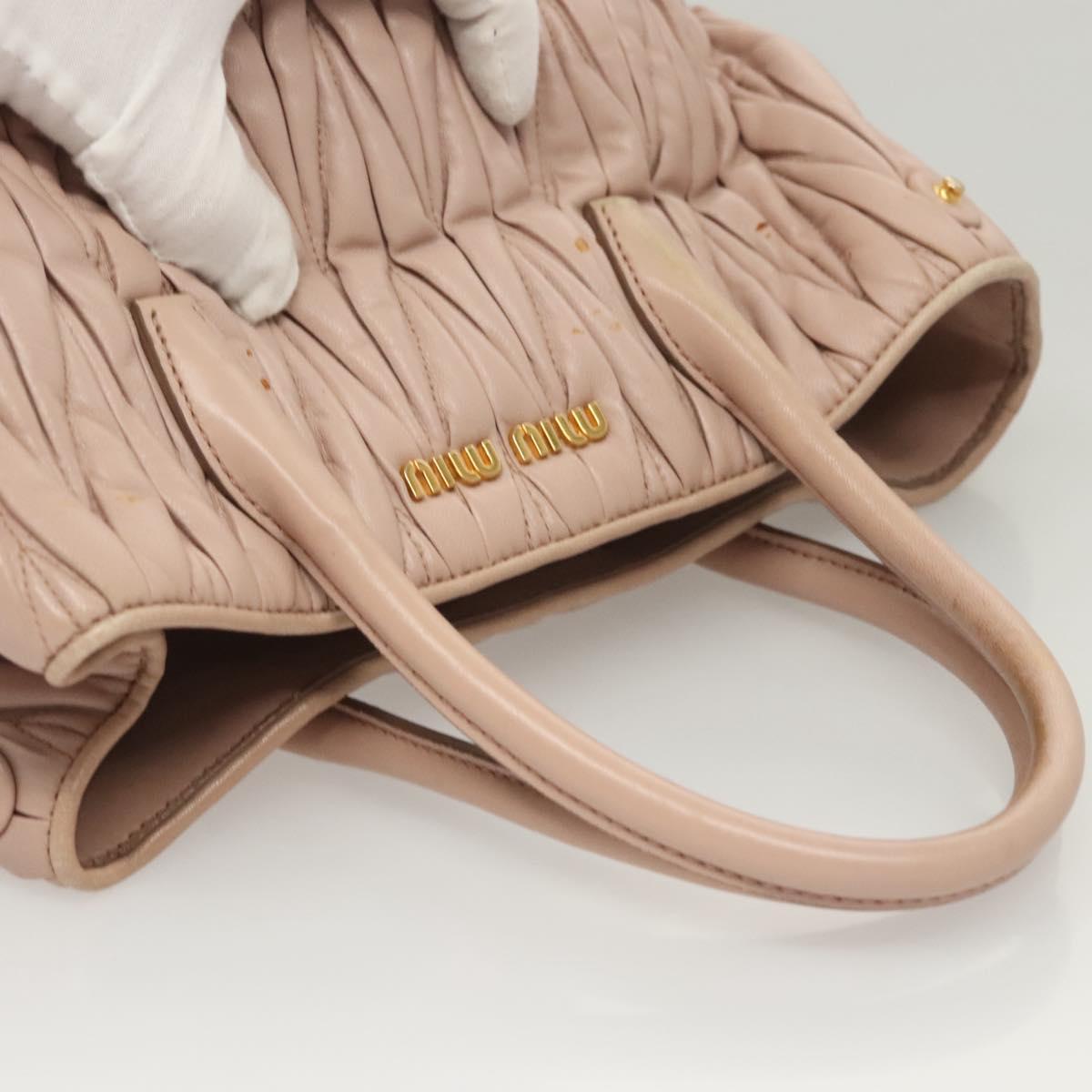 Miu Miu Matelasse Hand Bag Leather 2way Pink Gold Auth 118344