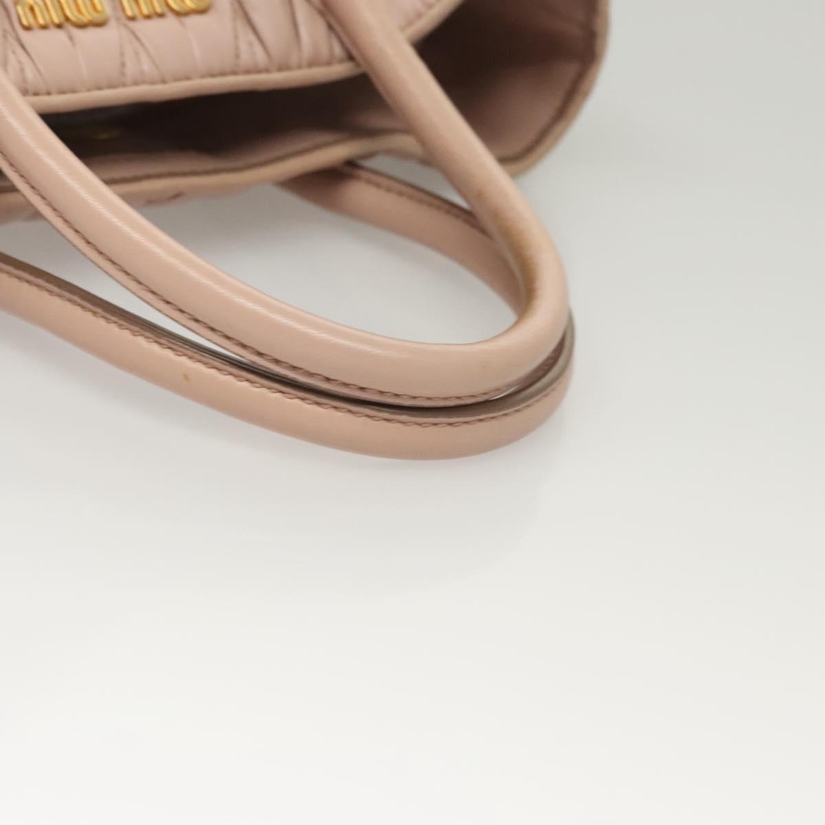 Miu Miu Matelasse Hand Bag Leather 2way Pink Gold Auth 118344