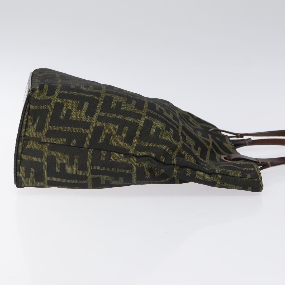 FENDI Zucca Canvas Hand Bag Black Brown Auth 118346