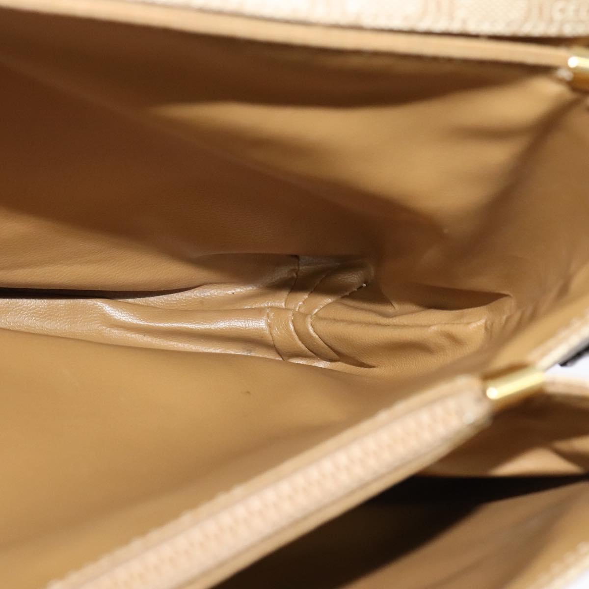 CELINE Macadam Canvas Shoulder Bag PVC Beige Gold Auth 118350