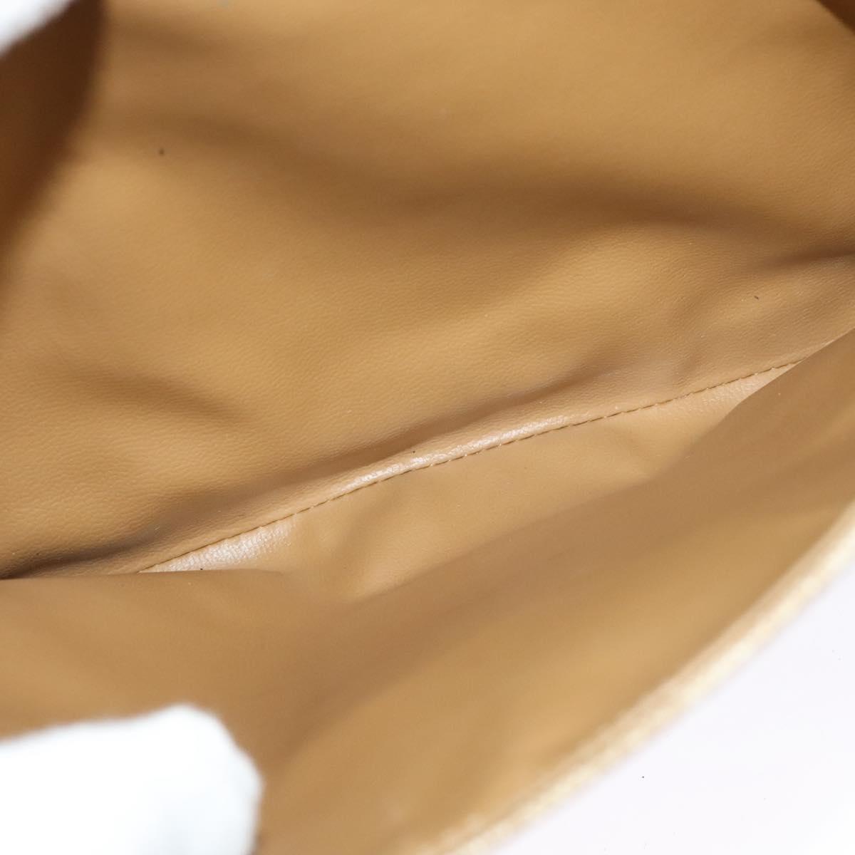 CELINE Macadam Canvas Shoulder Bag PVC Beige Gold Auth 118350