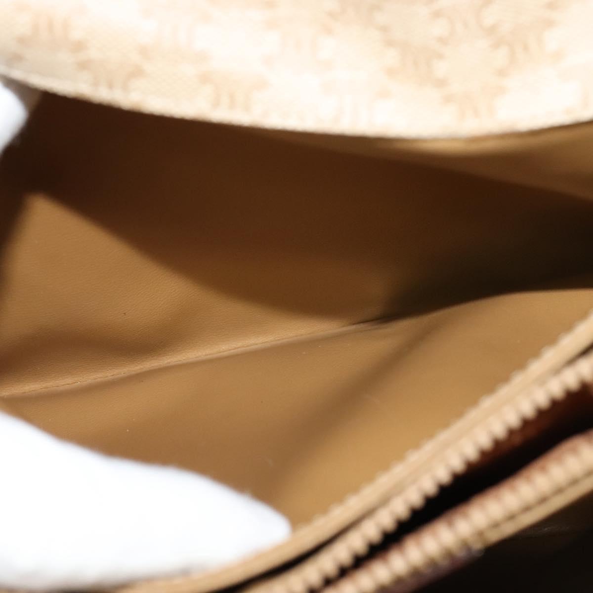 CELINE Macadam Canvas Shoulder Bag PVC Beige Gold Auth 118350