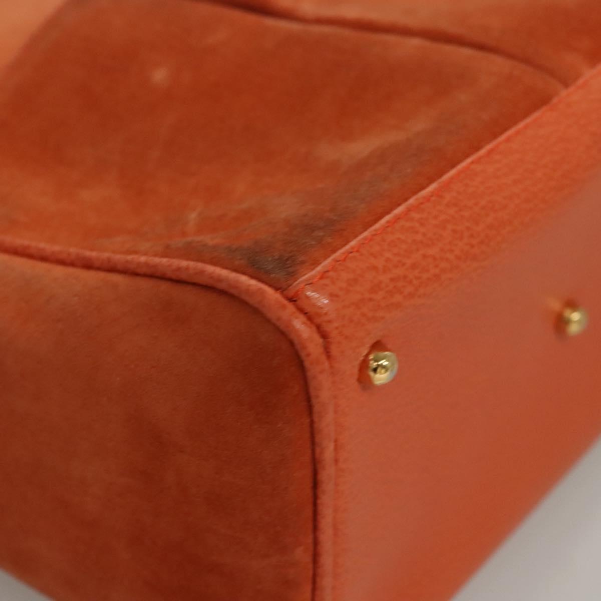 GUCCI Bamboo Hand Bag Suede 2way Orange Gold 000 123 0316 Auth 118353