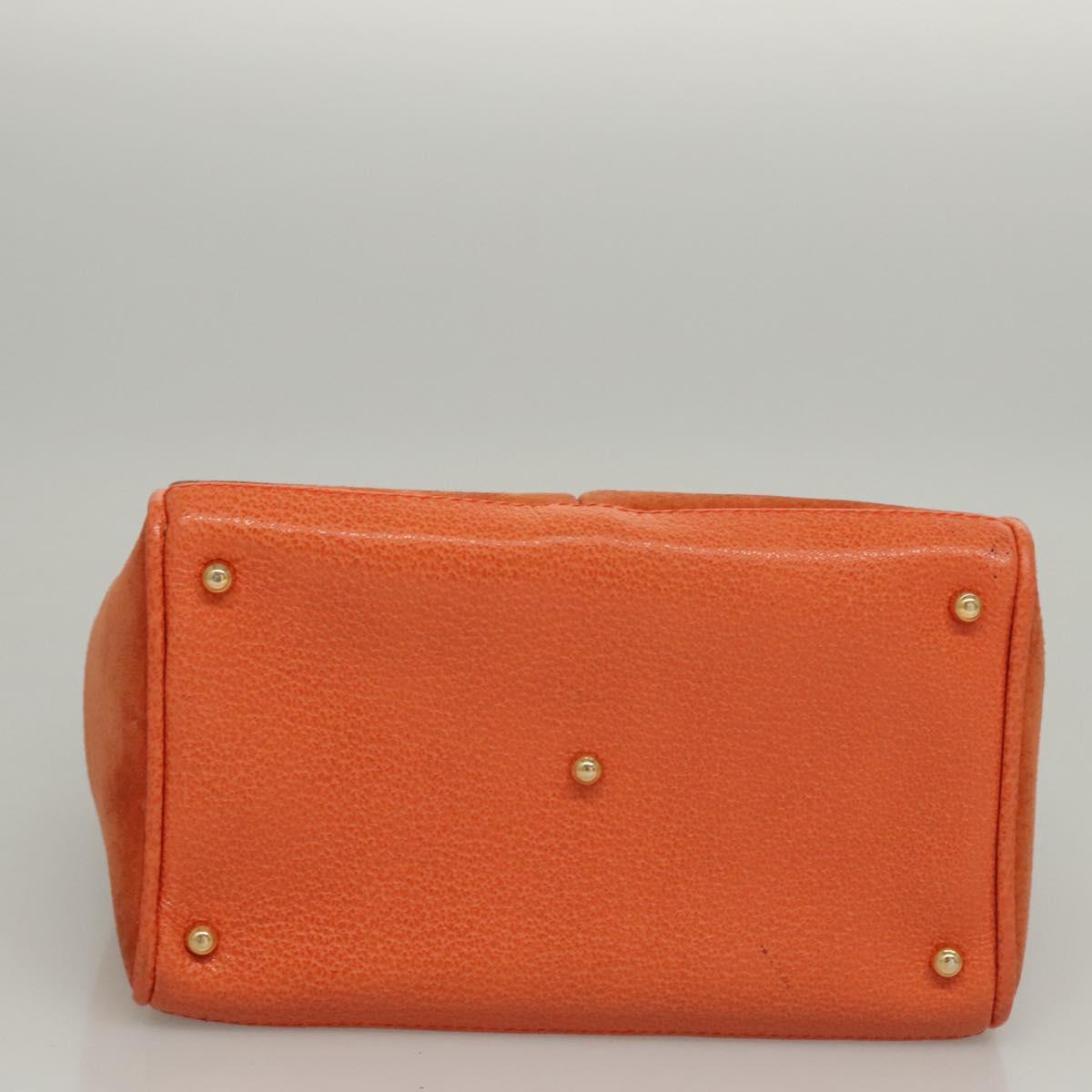 GUCCI Bamboo Hand Bag Suede 2way Orange Gold 000 123 0316 Auth 118353
