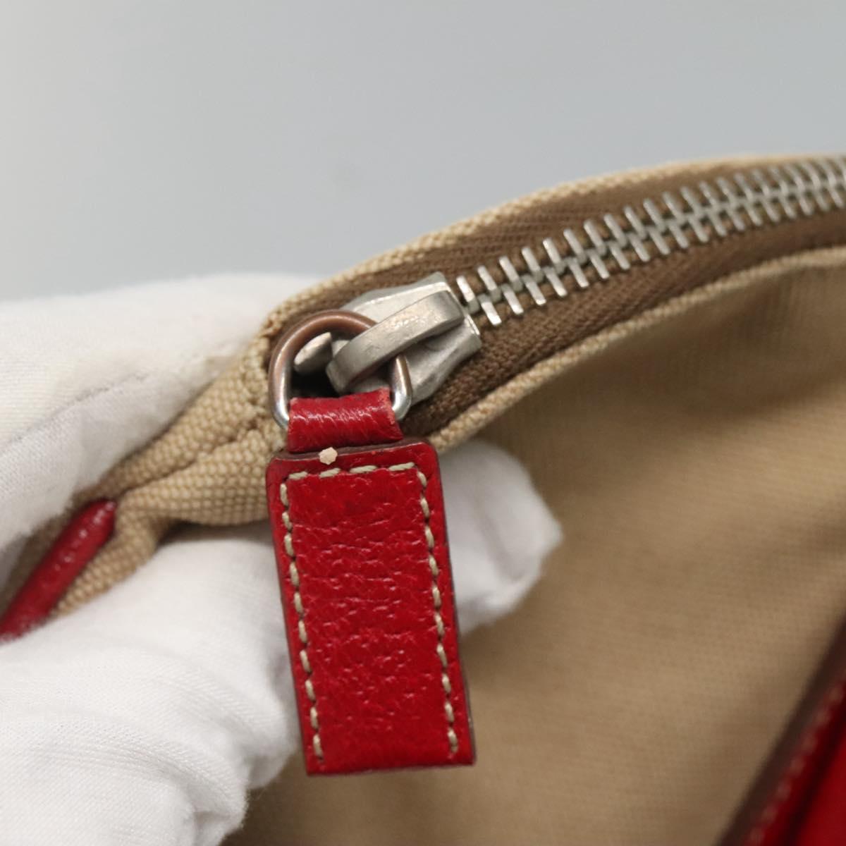 PRADA Hand Bag Canvas Beige Silver Auth 118360