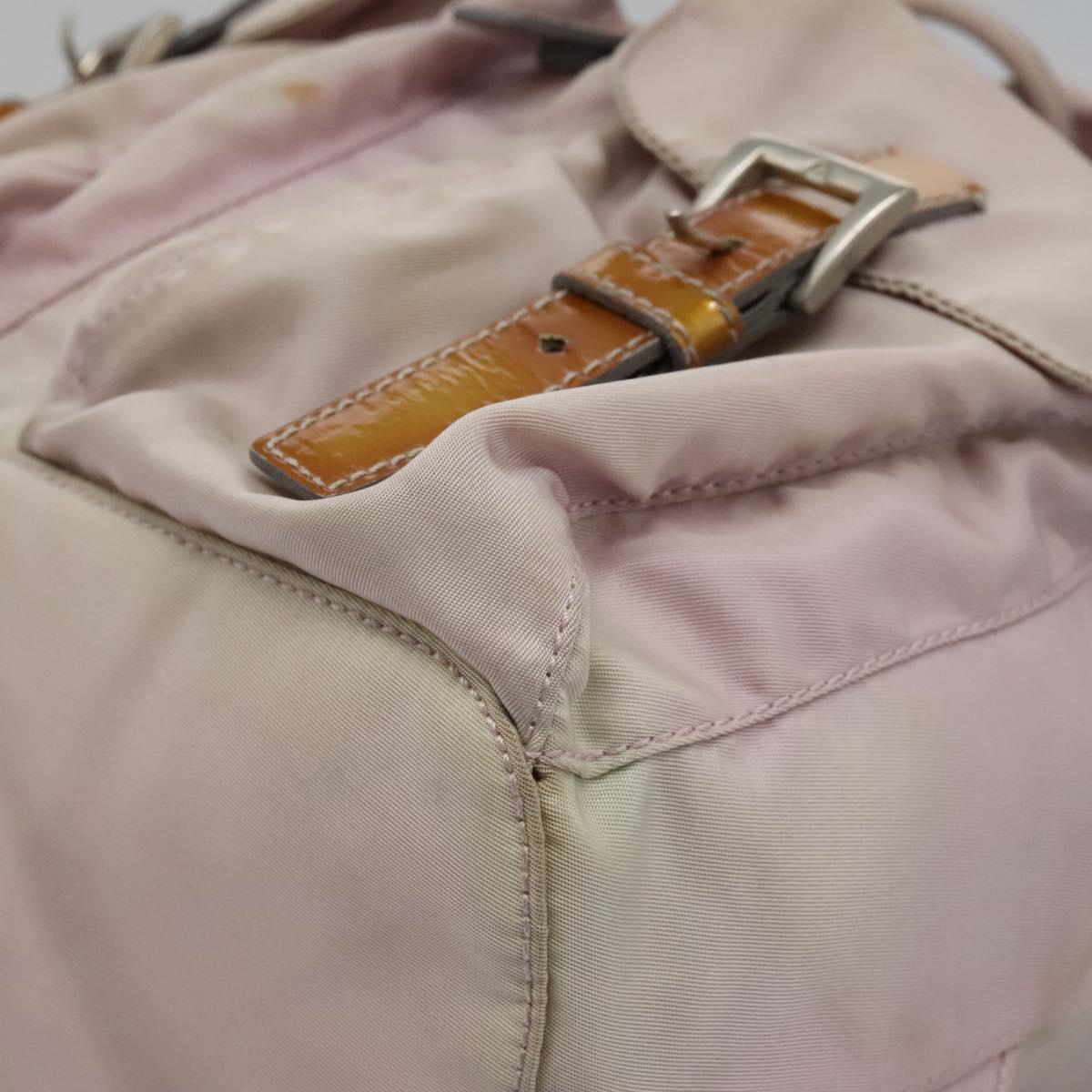 PRADA Hand Bag Nylon Pink Silver Auth 118365
