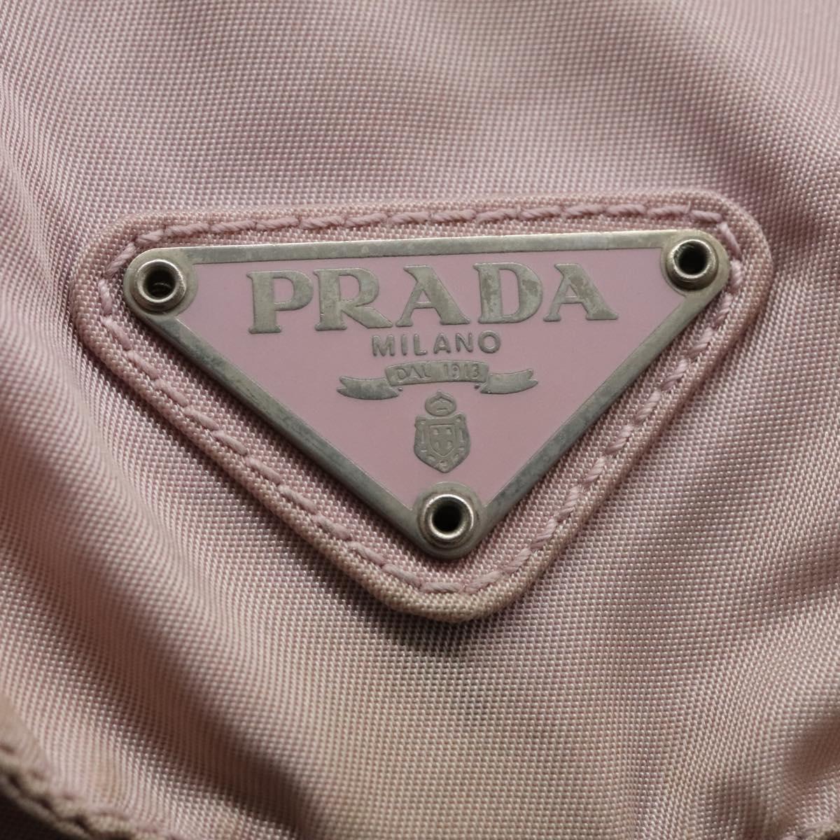 PRADA Hand Bag Nylon Pink Silver Auth 118365