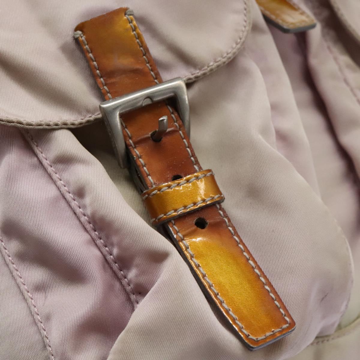 PRADA Hand Bag Nylon Pink Silver Auth 118365