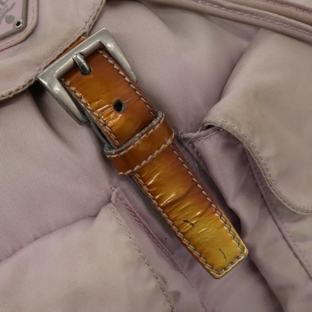PRADA Hand Bag Nylon Pink Silver Auth 118365