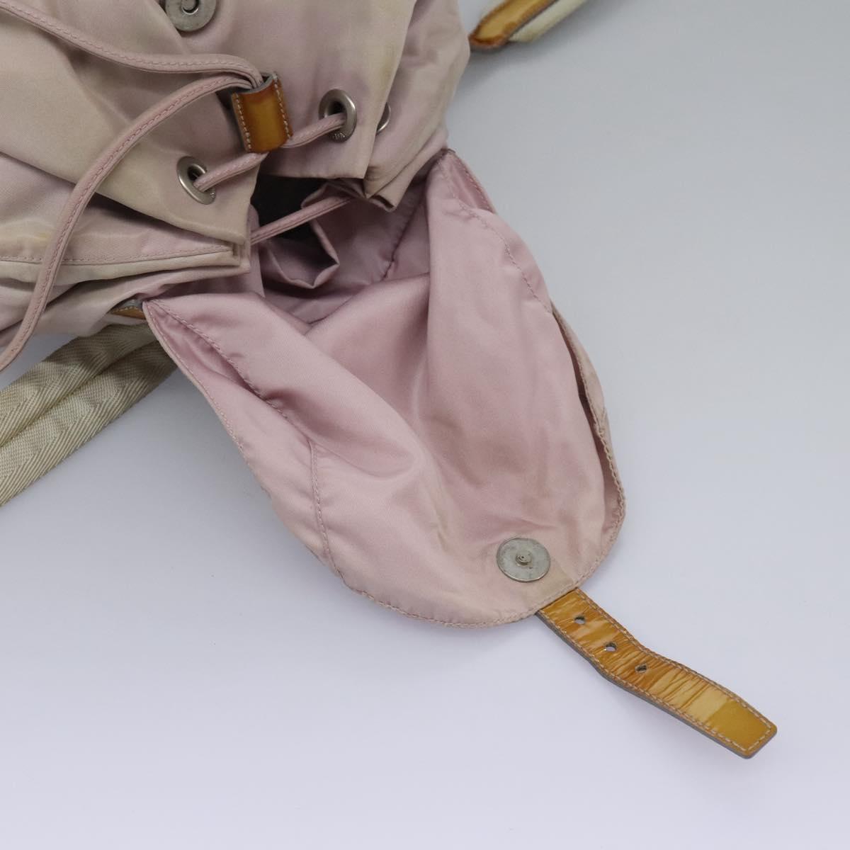 PRADA Hand Bag Nylon Pink Silver Auth 118365