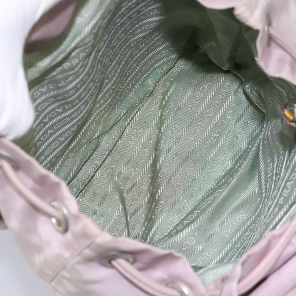 PRADA Hand Bag Nylon Pink Silver Auth 118365