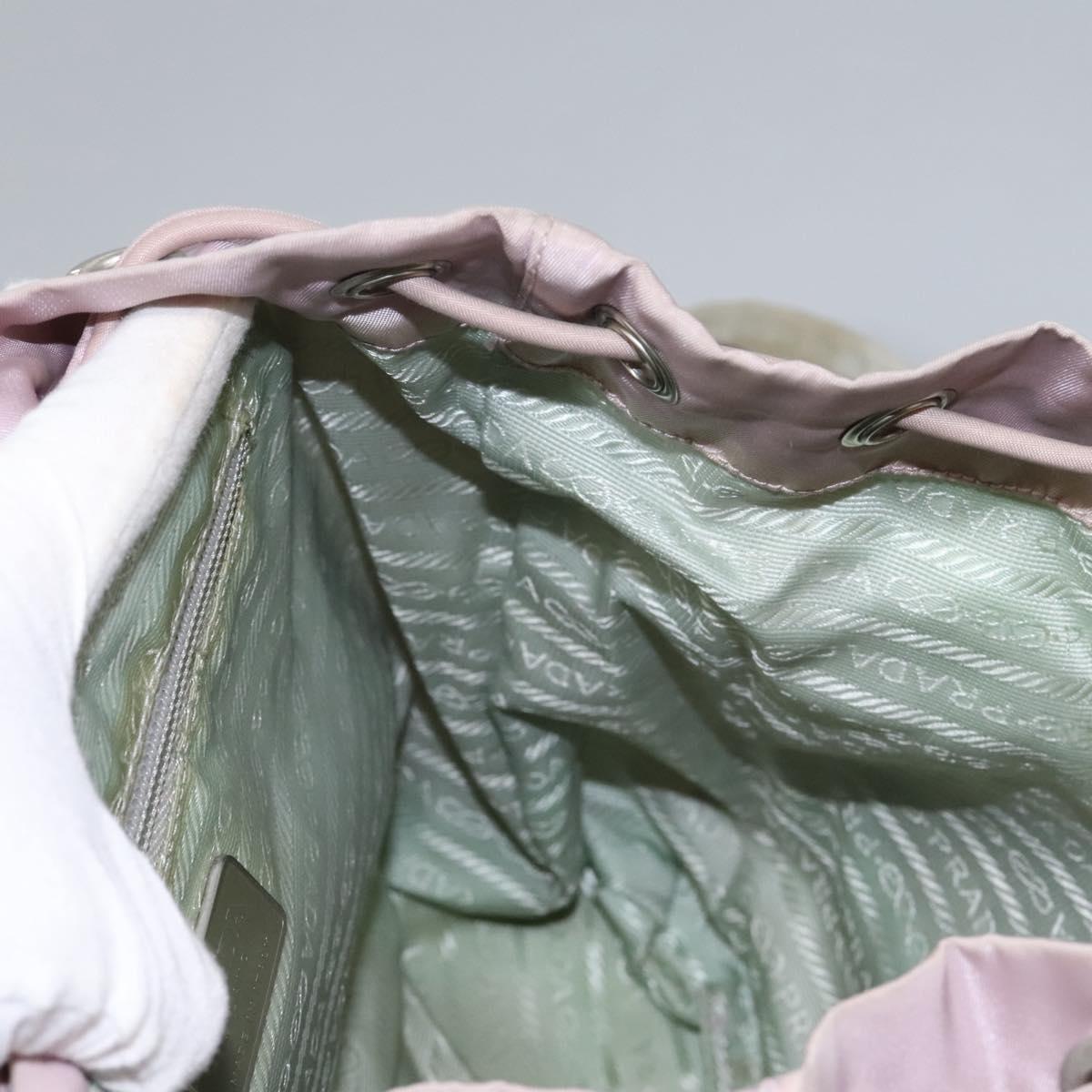 PRADA Hand Bag Nylon Pink Silver Auth 118365