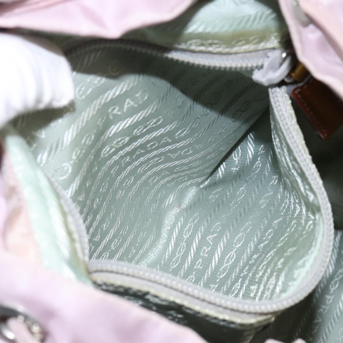 PRADA Hand Bag Nylon Pink Silver Auth 118365